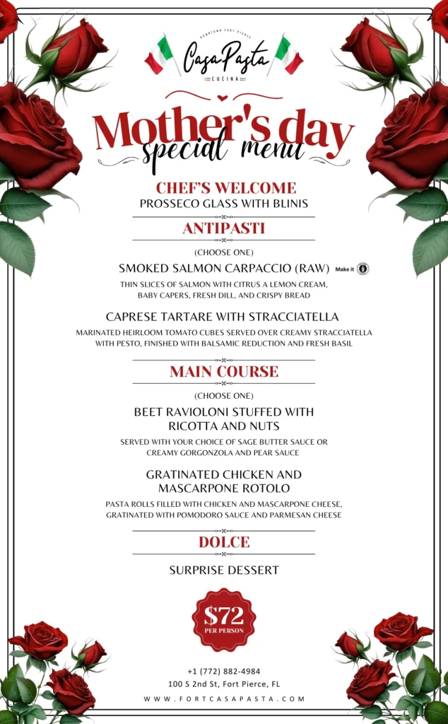 Mother's Day menu